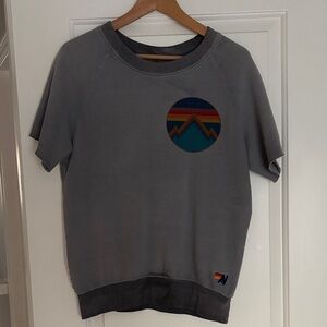 Aviator Nation Gray Short Sleeve Sweatshirt with Mountain Patch